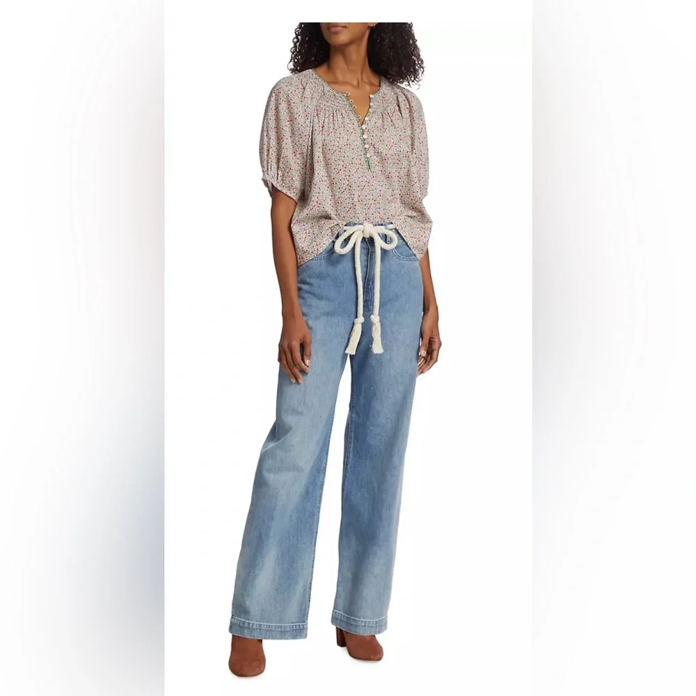 NWT The Great - The Seaside Belted Wide-Leg Jeans
